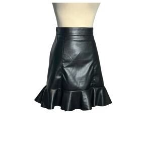 H&M black vegan leather mini skirt size 0